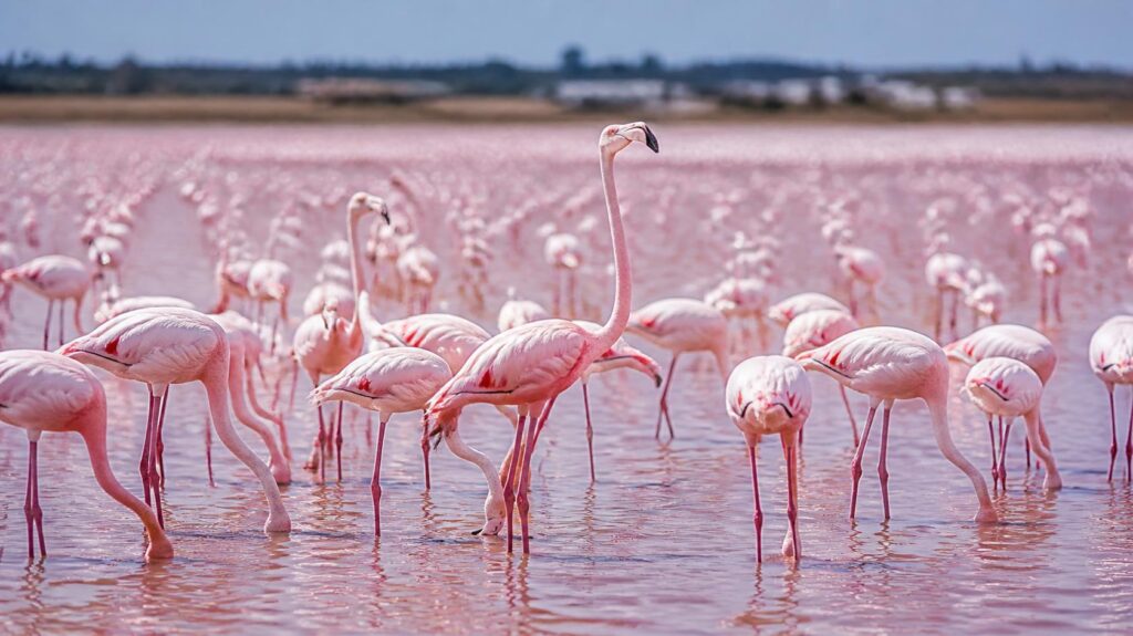 Greater-flamingos-in-the-pink-lake-of-Torrevieja